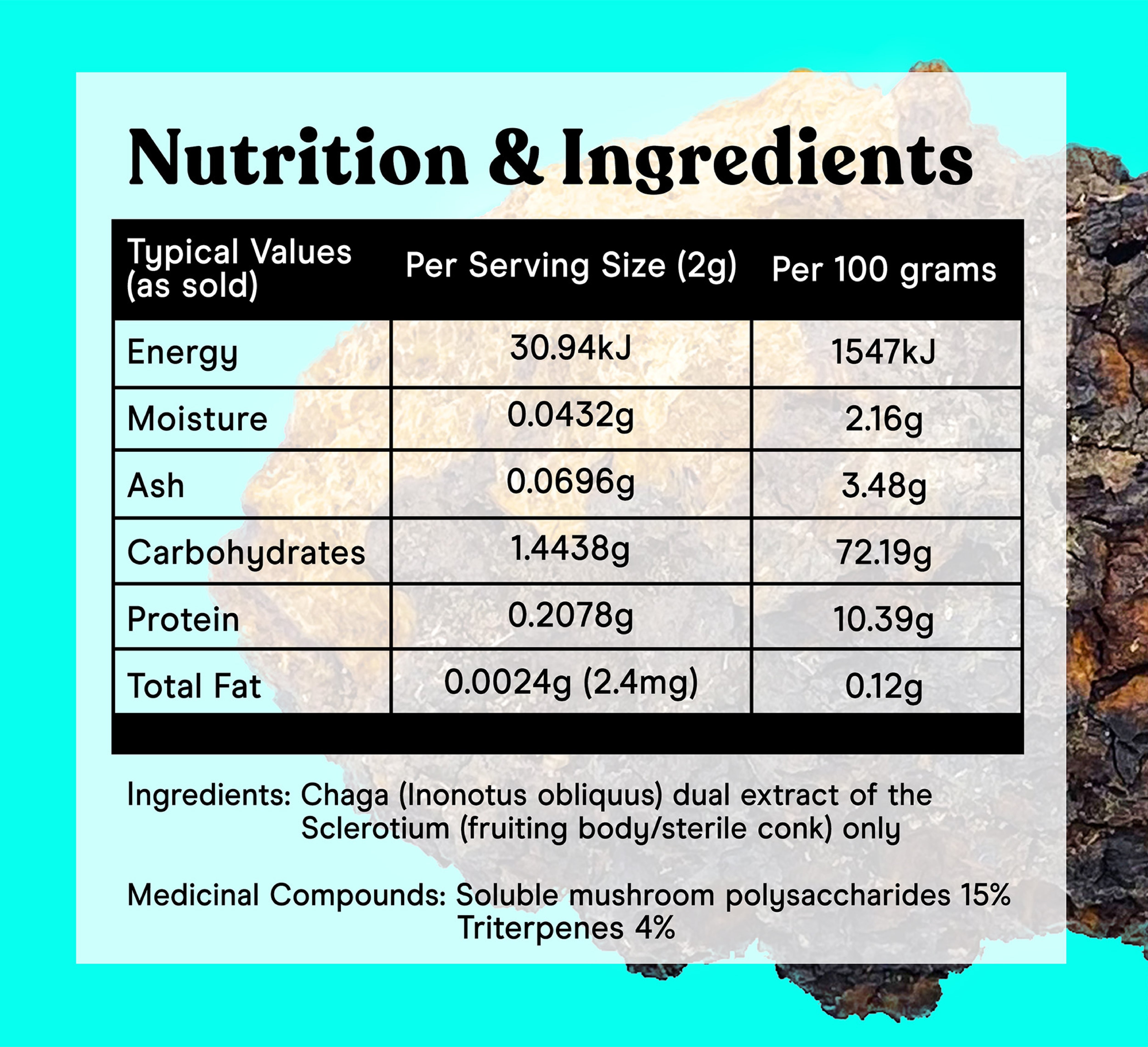 Organic Chaga Extract Powder | 60g | 30 servings - Pure Fungi