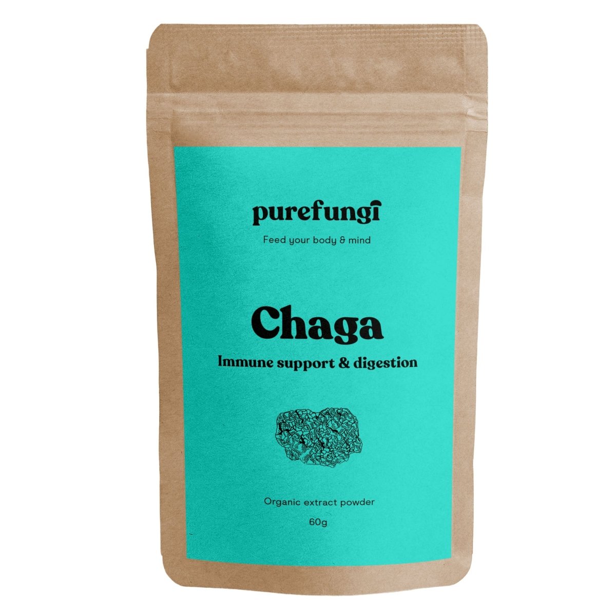 Organic Chaga Extract Powder | Immune Support & Digestion | Ratio 8:1 | 60g | 30 servings - Pure Fungi