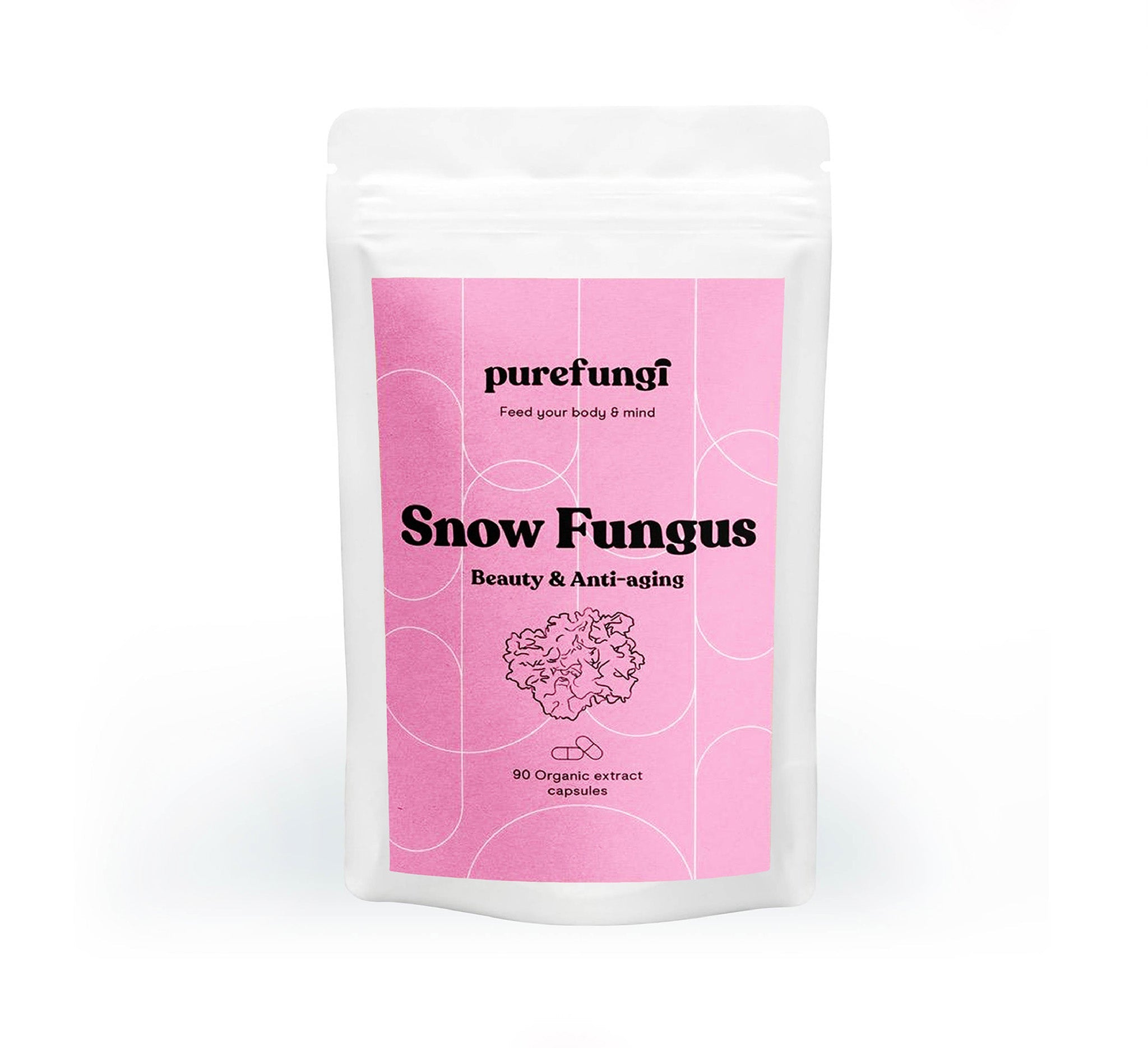 Organic Snow Fungus Extract Capsules | 90 Capsules | 30 servings - Pure Fungi