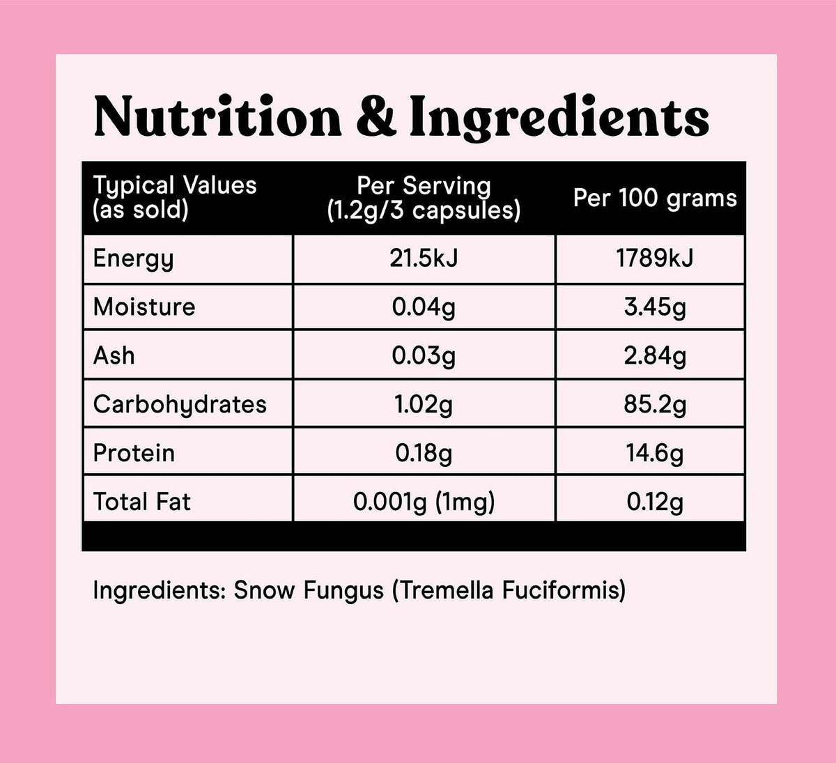 Snow Fungus Mushroom Extract Capsules - Pure Fungi