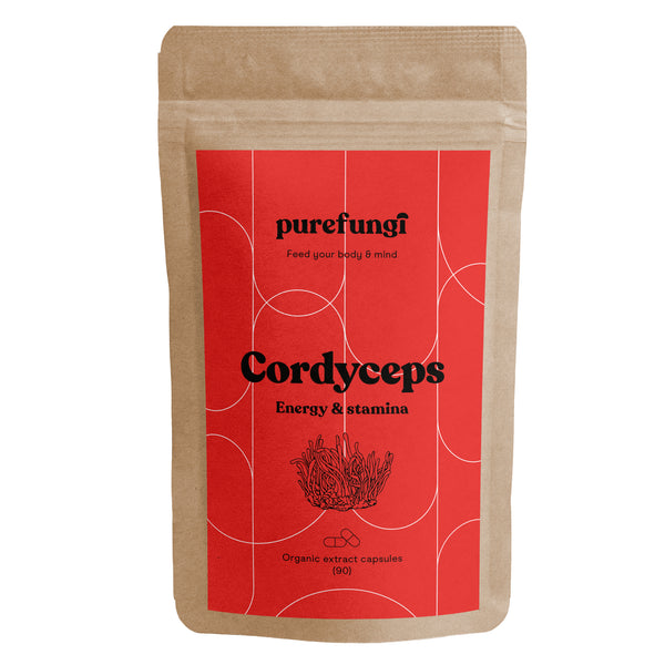 Organic Cordyceps Extract Capsules | Energy & Stamina | Ratio 8:1 | 90 Capsules | 30 servings - Extract capsules - Pure Fungi