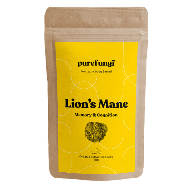 Organic Lion's Mane Extract Capsules | Memory & Cognition | Ratio 10:1 | 90 Capsules | 30 servings - Extract capsules - Pure Fungi